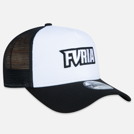 Boné 9Forty Trucker Furia x New Era Branco e Preto