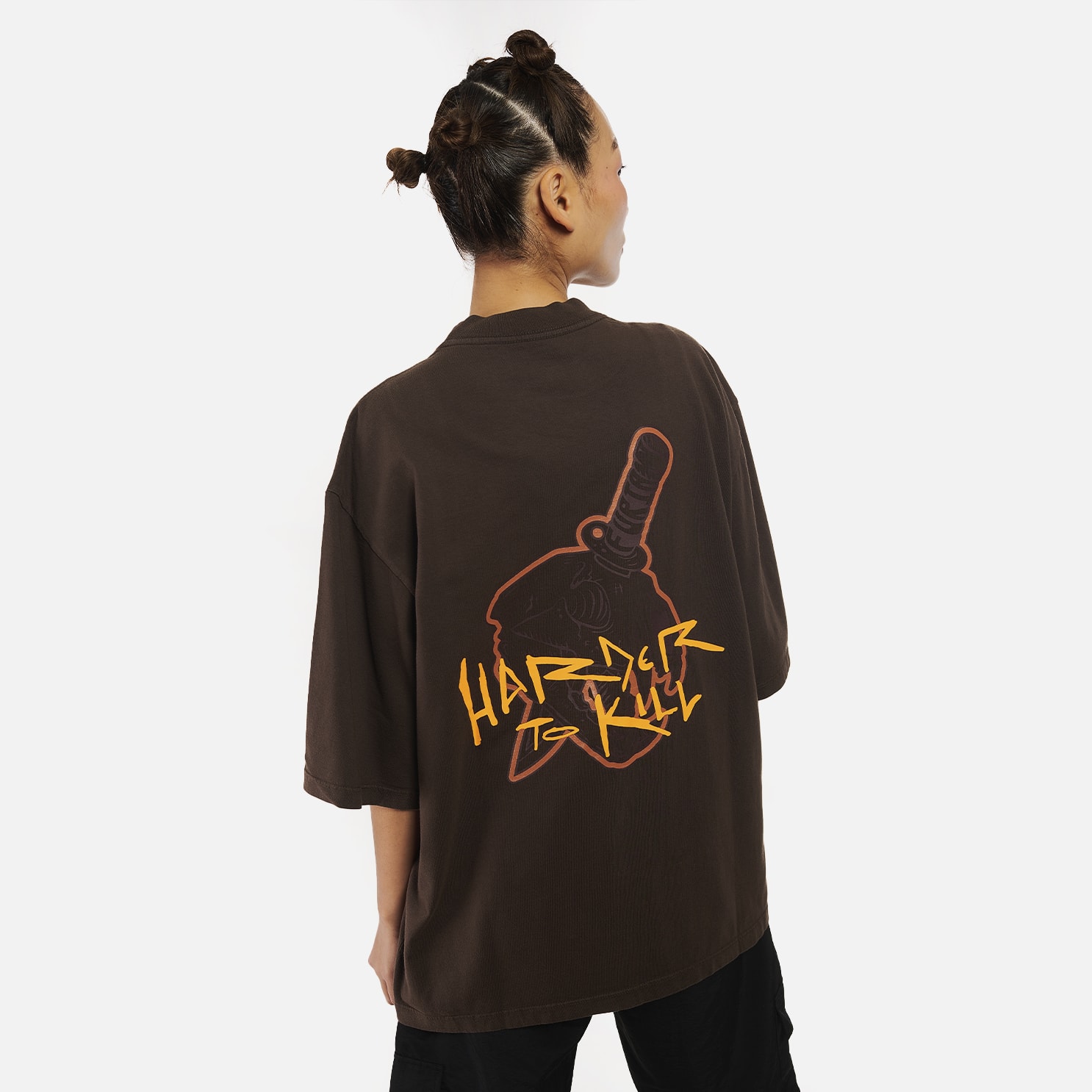 Camiseta Oversized Marrom - Harder To Kill | FURIA