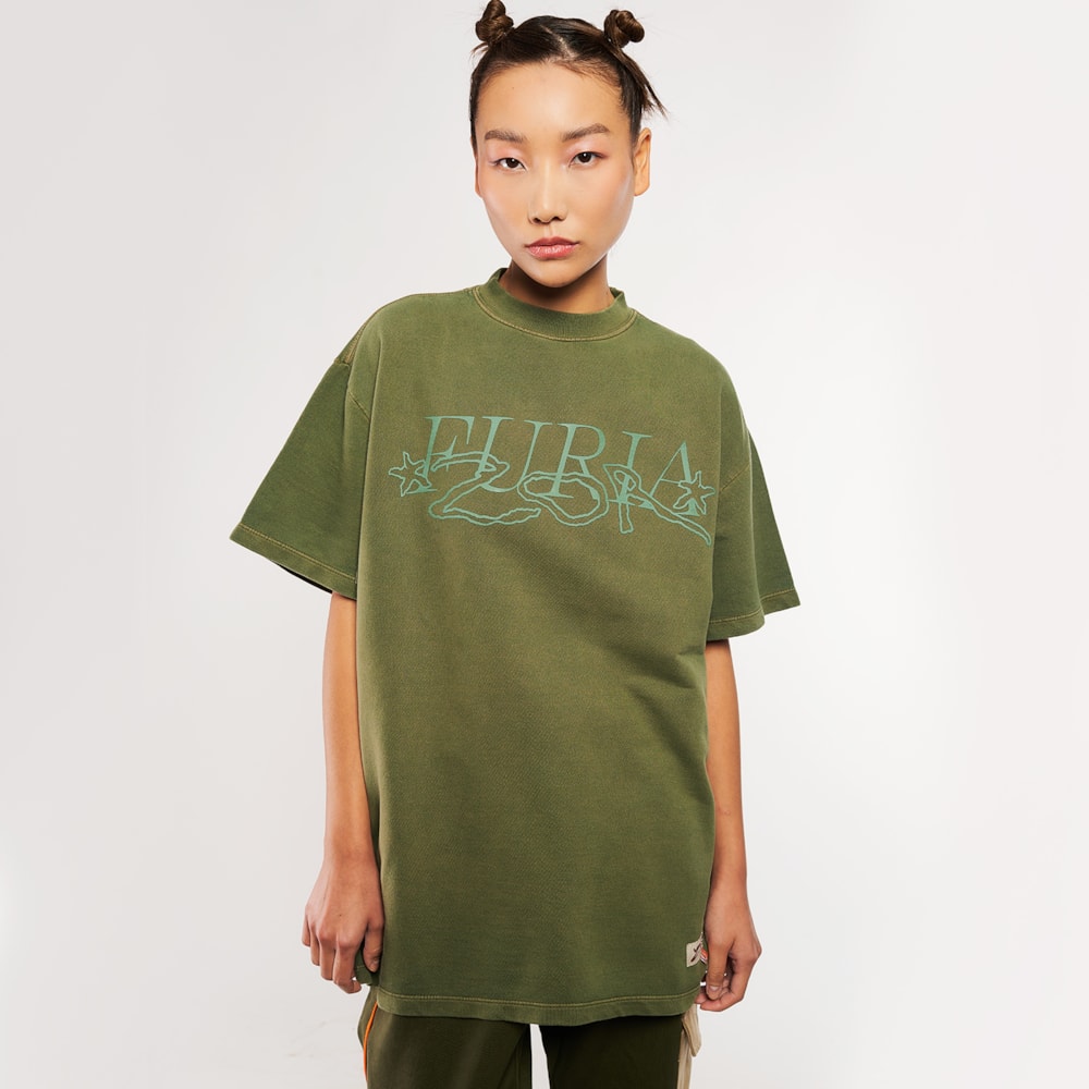 Segunda imagem do produto Camiseta Oversized Furia x Zor Verde Estonada